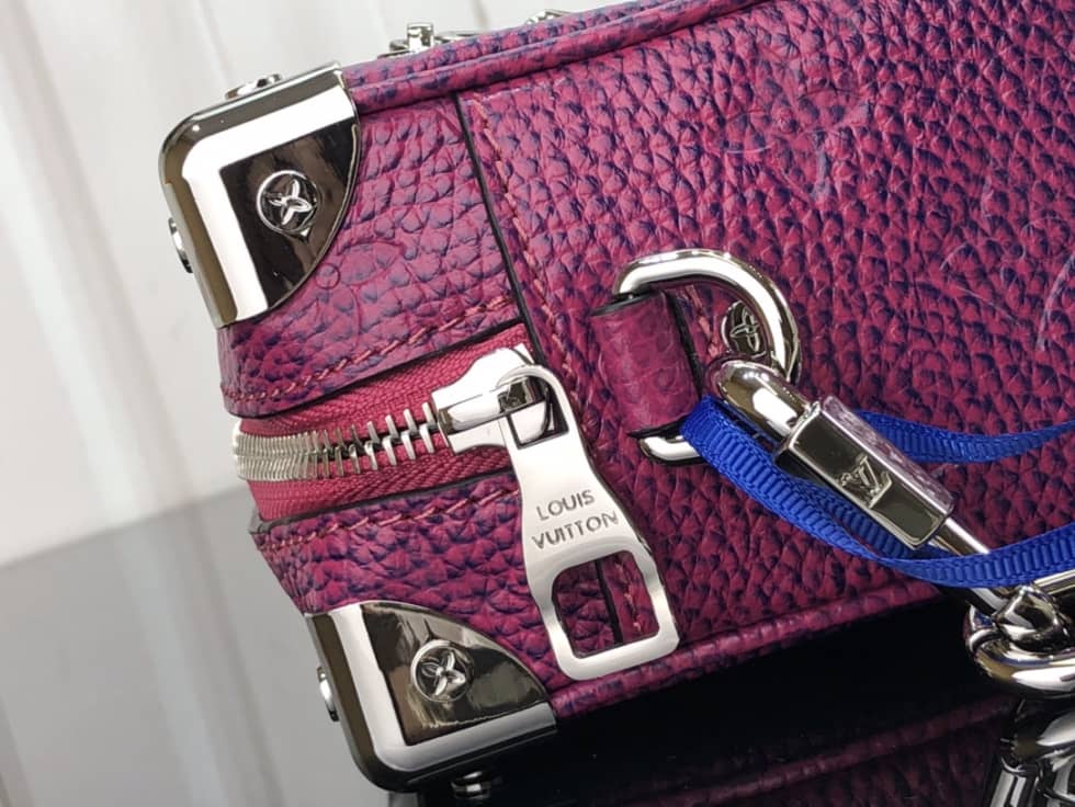 L0vis Vvtt0n Mini Soft Trunk Taurillon Blue/Pink M81219 Replica Shoulder Bag