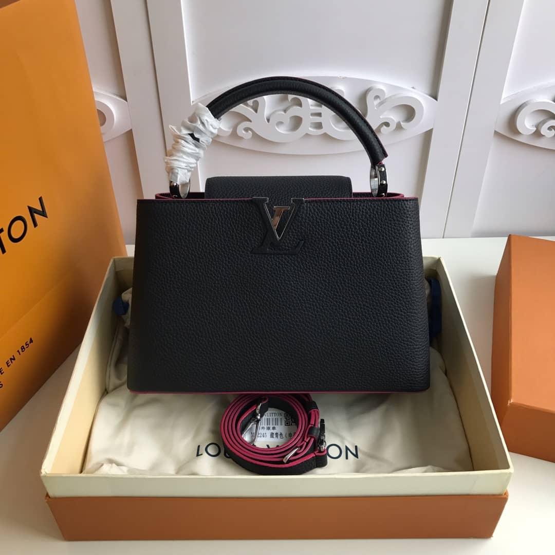 L0vis Vvtt0n Capucines Taurillon Leather PM Tote Replica Black M42245