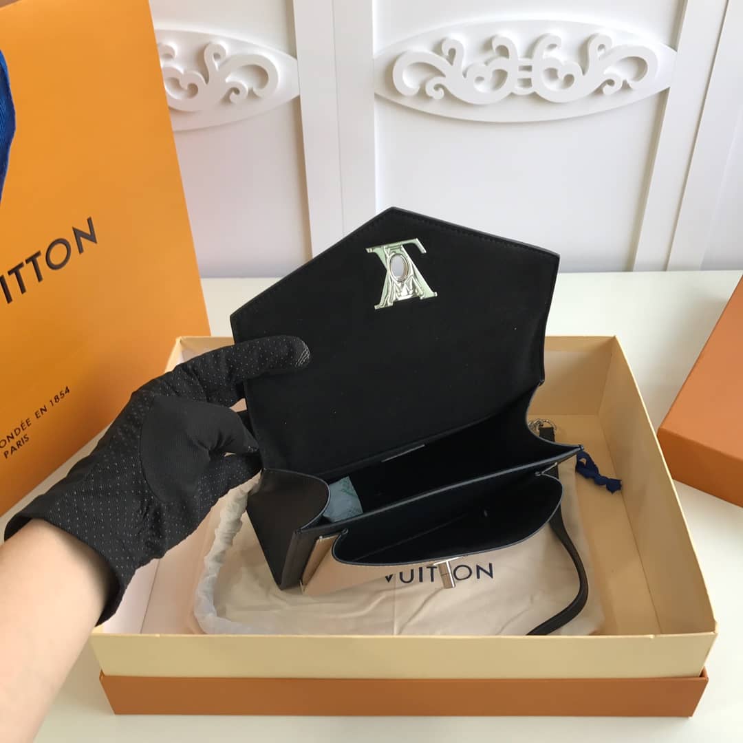 L0vis Vvtt0n MyLockMe BB Calf Chain Replica Shoulder Bag Black Beige M51418