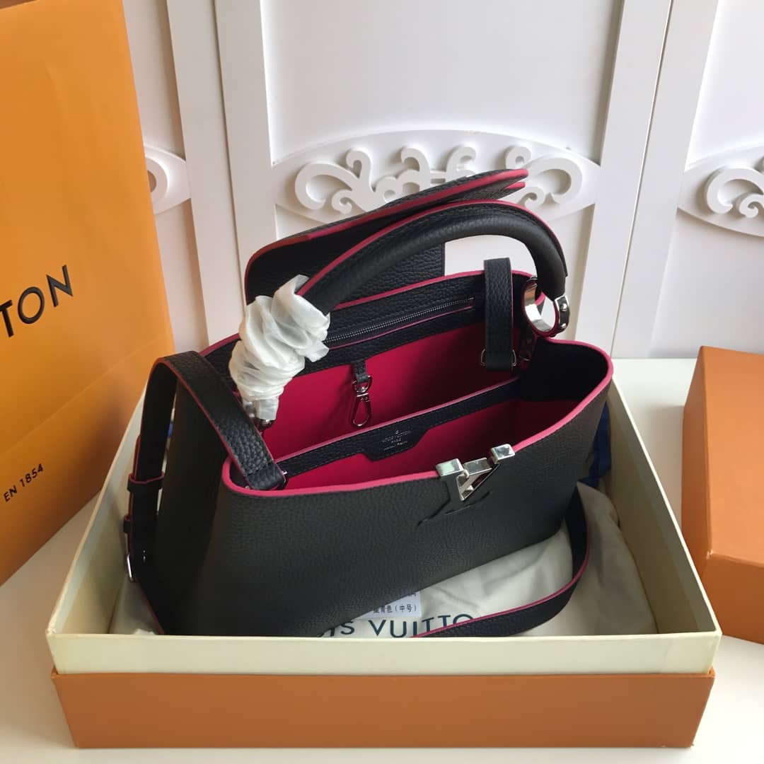 L0vis Vvtt0n Capucines Taurillon Leather PM Tote Replica Black M42245