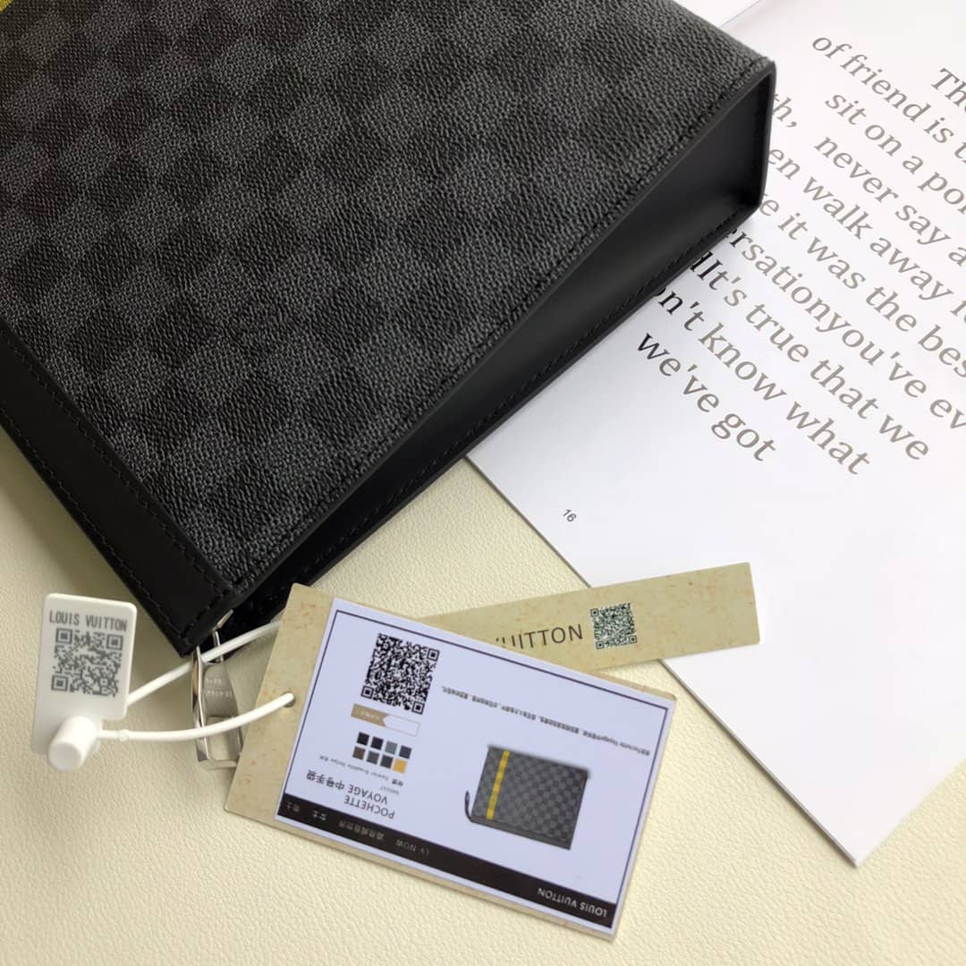 L0vis Vvtt0n Stripe Replica Pochette Voyage MM Damier Graphite Yellow N60107