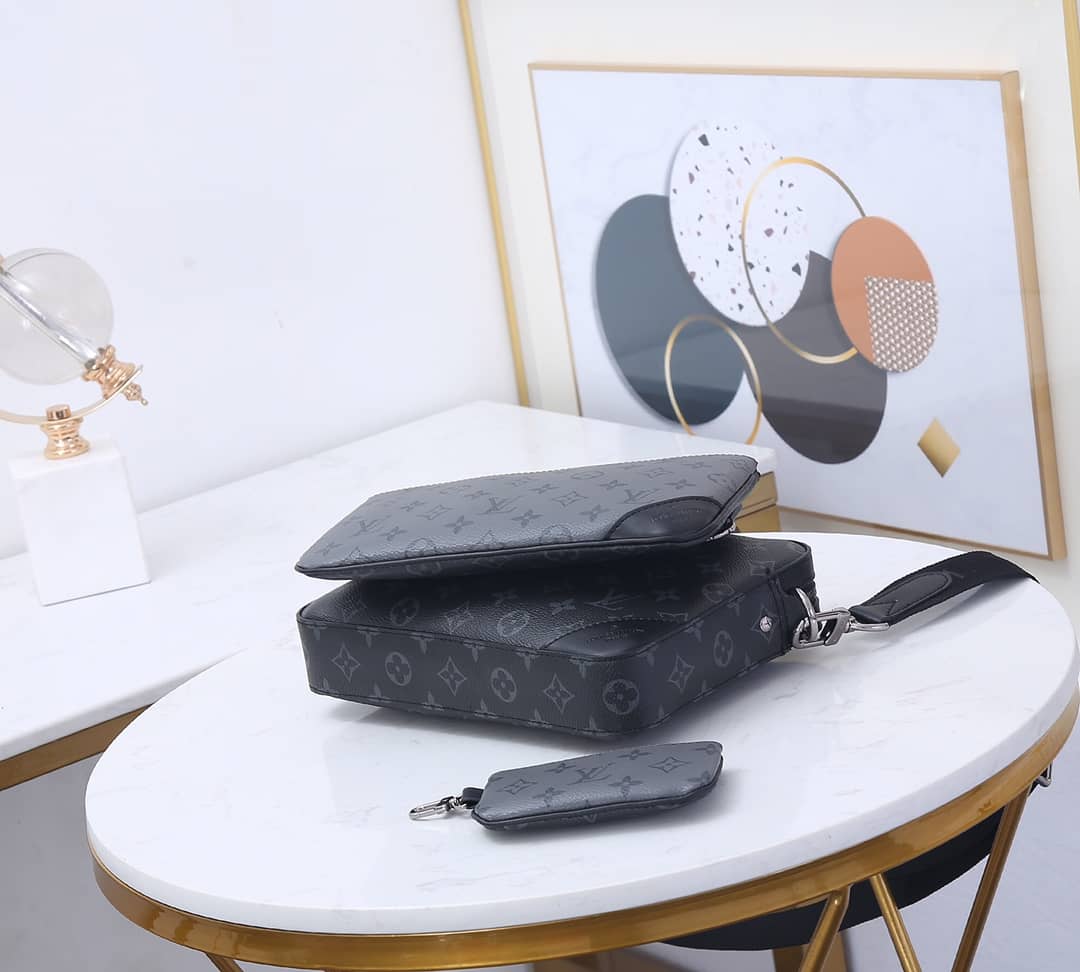 L0vis Vvtt0n Virgil Abloh Trio Multi Messenger Bag Replica Gray M69443