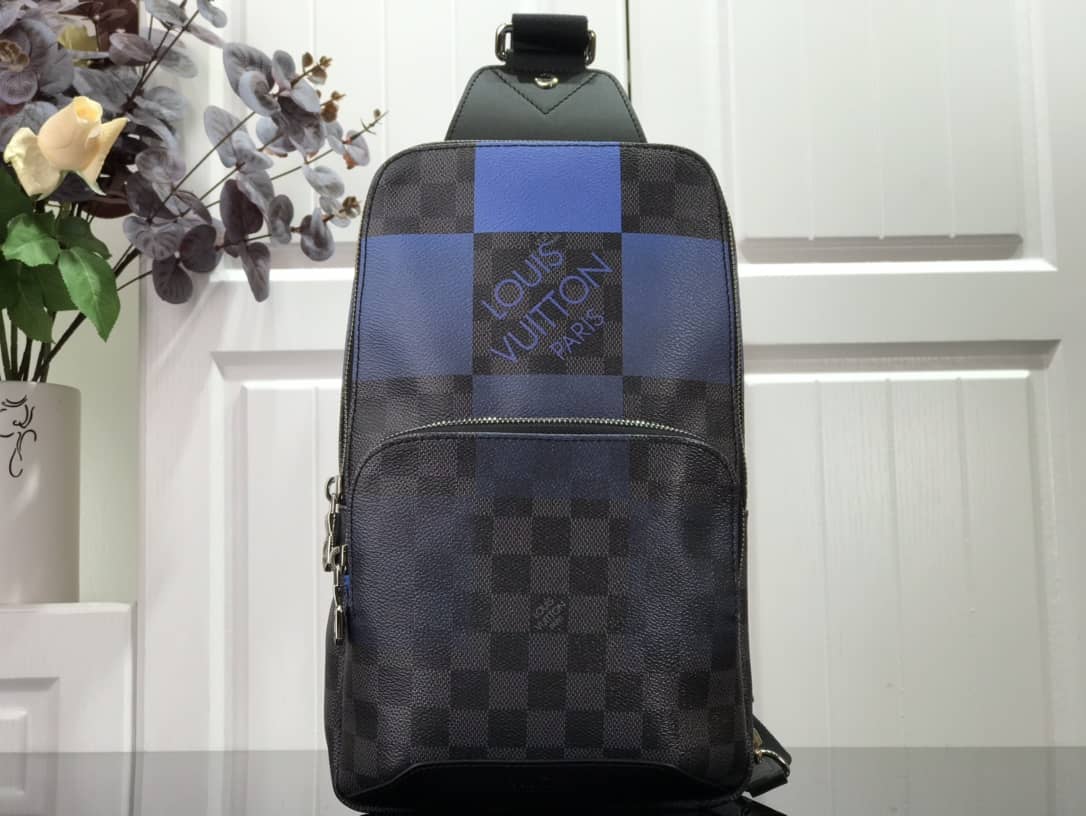 L0vis Vvtt0n Damier Graphite Mens Avenue Replica Sling Bag Black Blue N40403