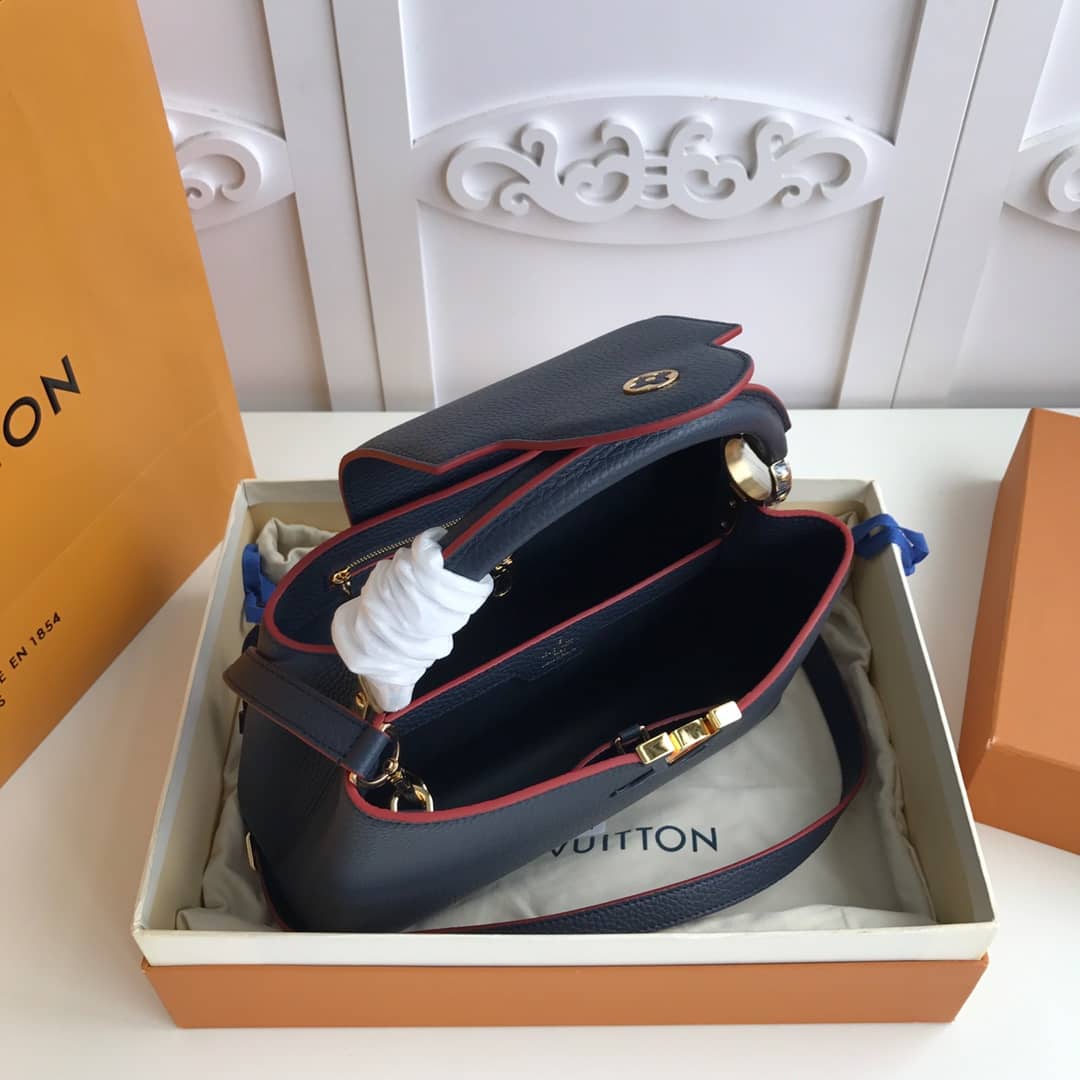 L0vis Vvtt0n Capucines MM 2way Taurillon Leather Shoulder Bag Replica Blue M43934