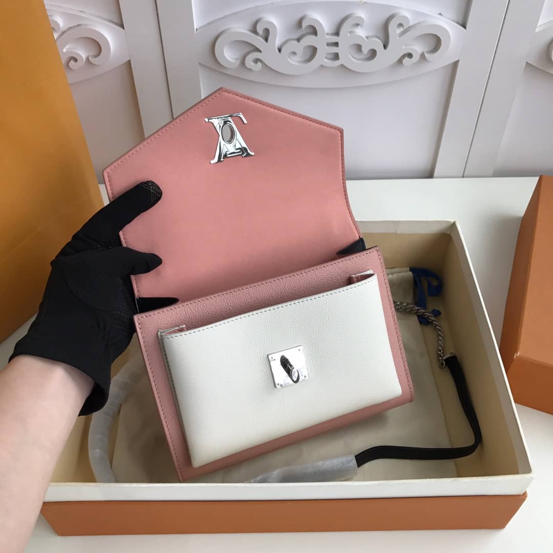 L0vis Vvtt0n MyLockMe BB Calf Chain Replica Shoulder Bag Pink White M51418