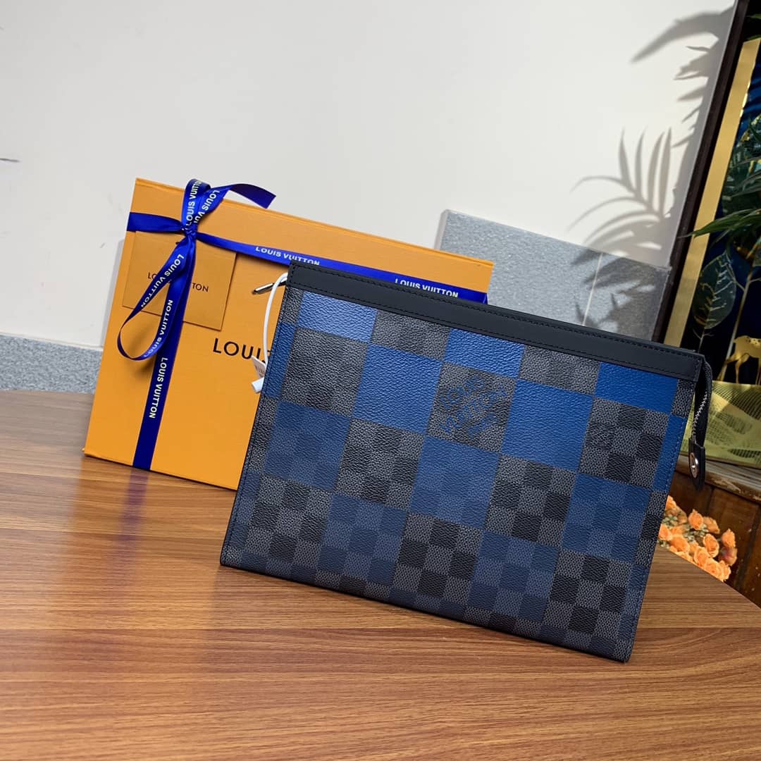 L0vis Vvtt0n Pochette Voyage MM Damier Giant Canvas Replica Blue N60412