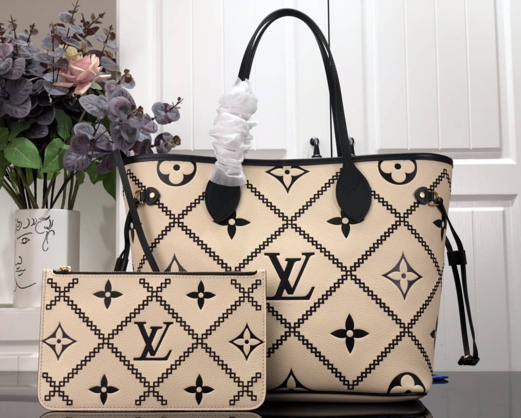 L0vis Vvtt0n Monogram Empreinte Neverfull Cream M46039 Replica Tote