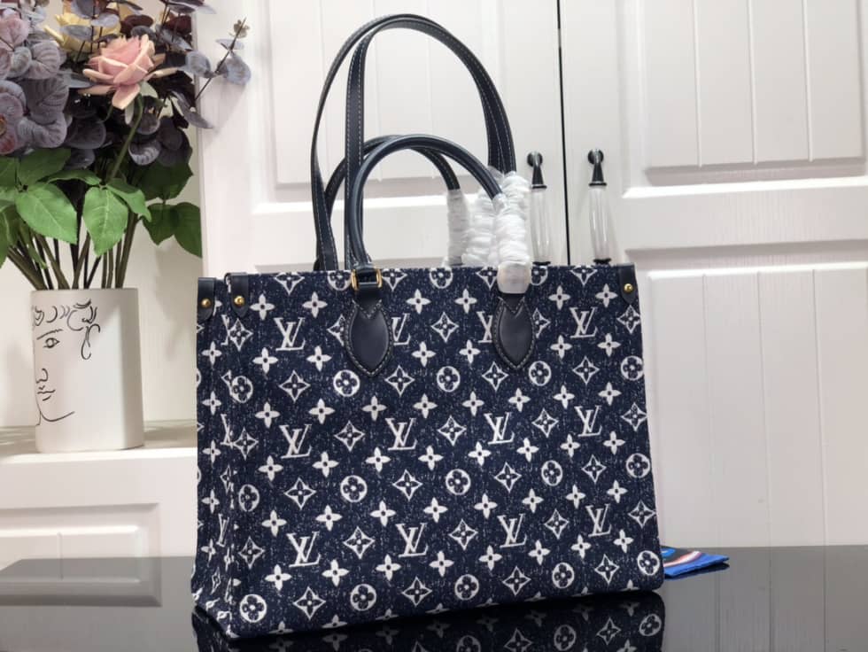 L0vis Vvtt0n Onthego MM Denim Leather M59608 Replica Tote