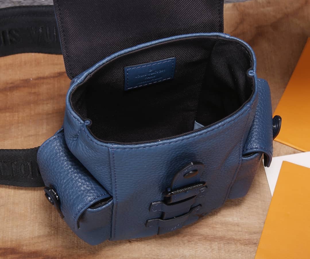 LV Backpack Replica Taurillon Leather Christopher XS Navy Blue M58494