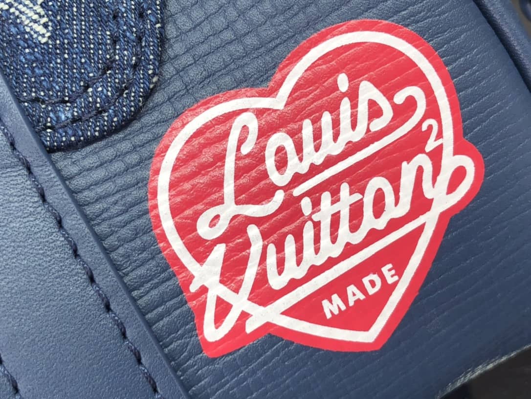 L0vis Vvtt0n x Nigo Keepall XS Leather Monogram Denim Bag Replica Blue M81011