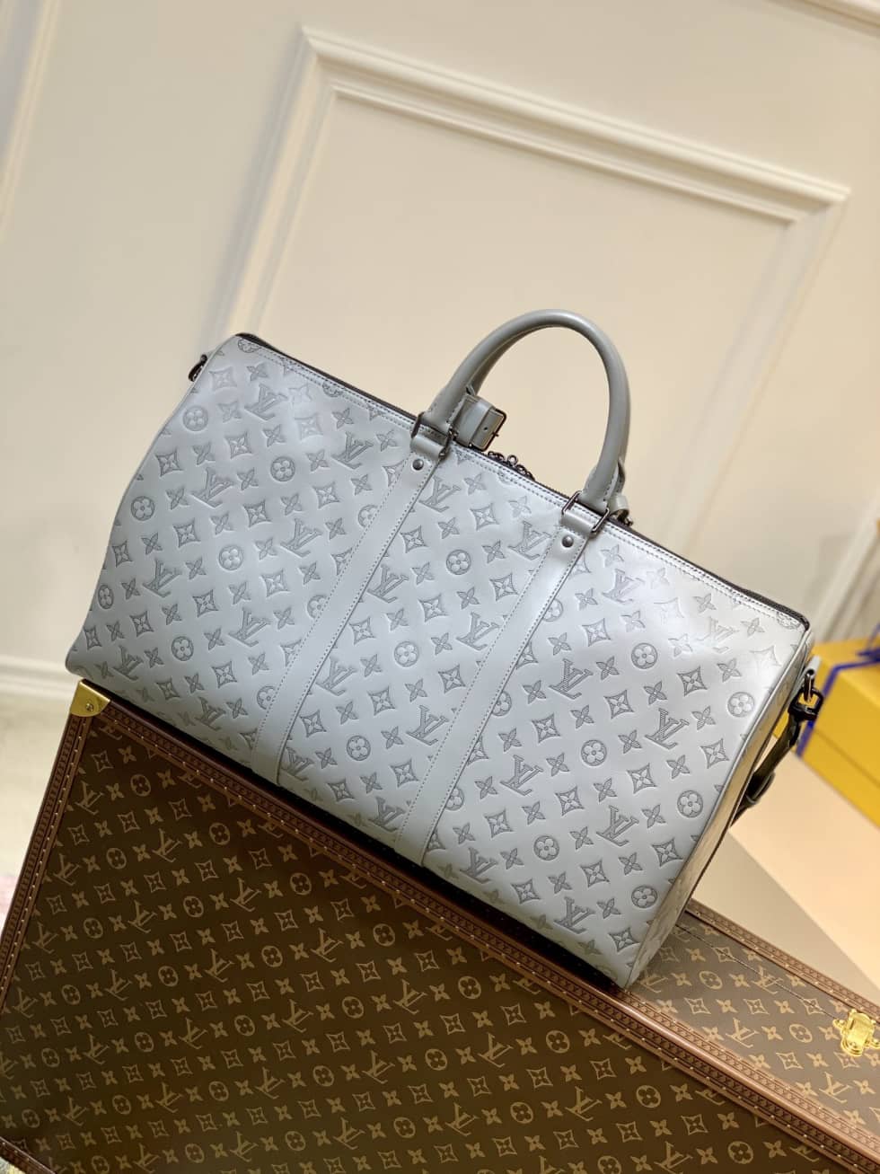 LV Duffle Bag Replica Unisex Keepall 50B Anthracite Monogram Gray M46117