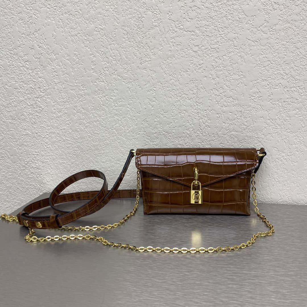 L0vis Vvtt0n 7 Star Chain Clutch Bag Brown