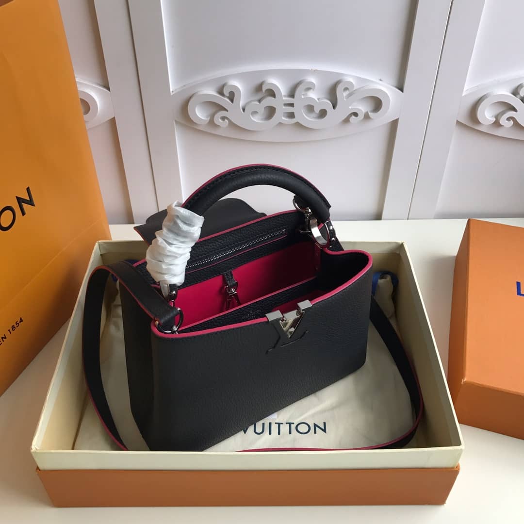 L0vis Vvtt0n Capucines Taurillon Leather PM Tote Replica Black M42245