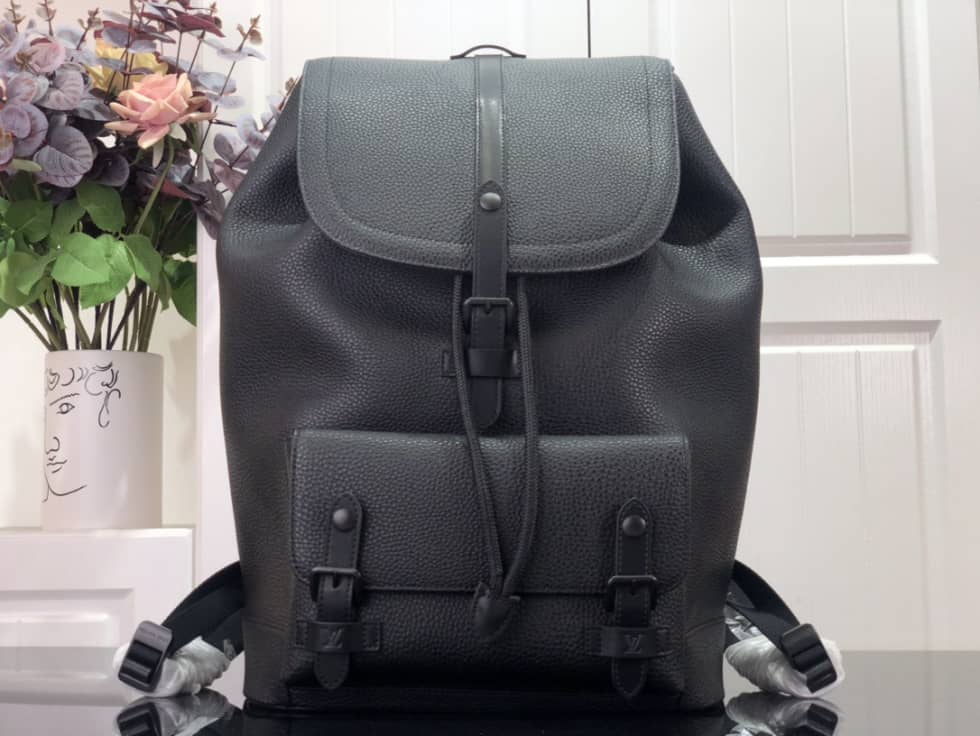 L0vis Vvtt0n Christopher Slim Taurillon Leather Black M58644 Replica Backpack