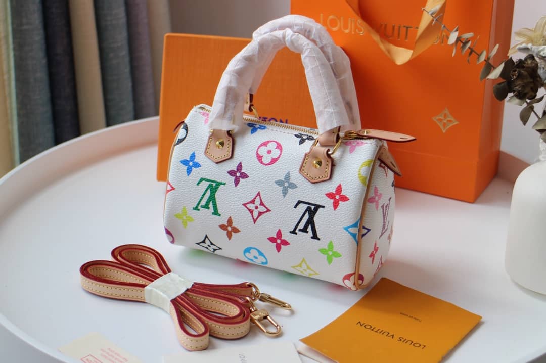 LV Duffle Bag Replica Monogram Multi Mini Speedy  White M92645