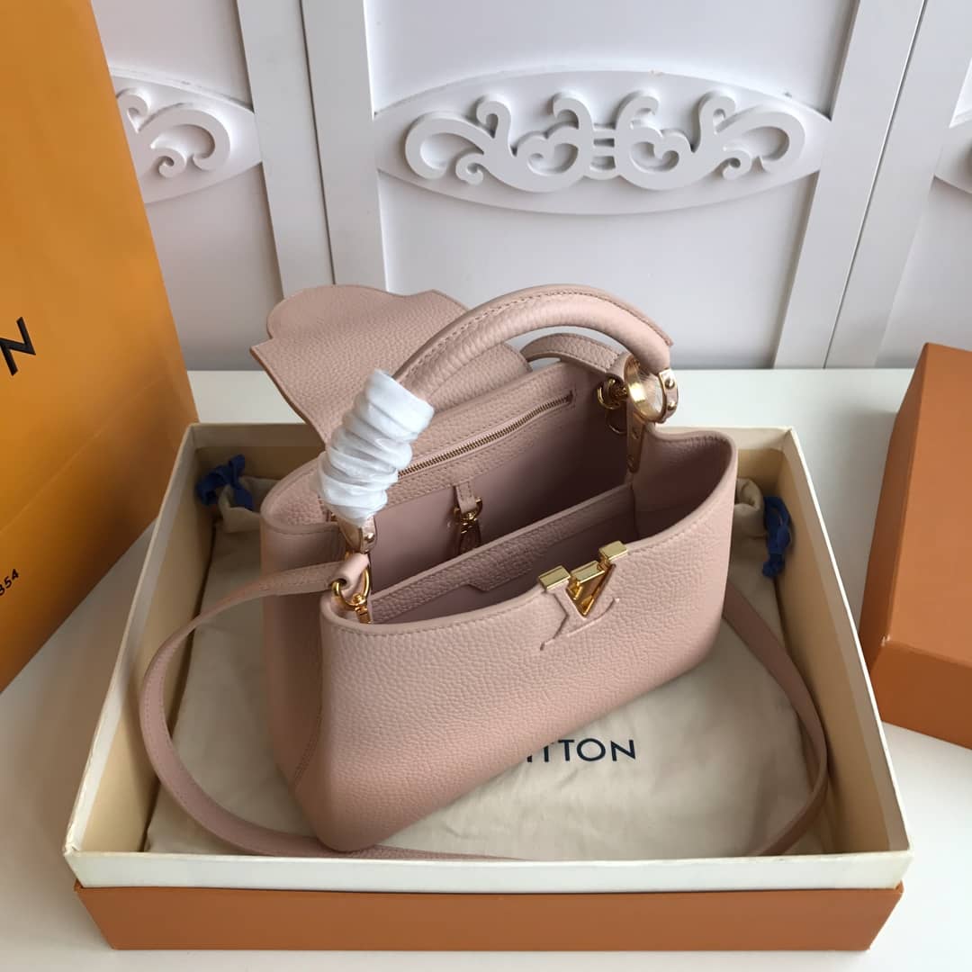 L0vis Vvtt0n Capucines Taurillon Leather BB Bag Replica Pink M52451