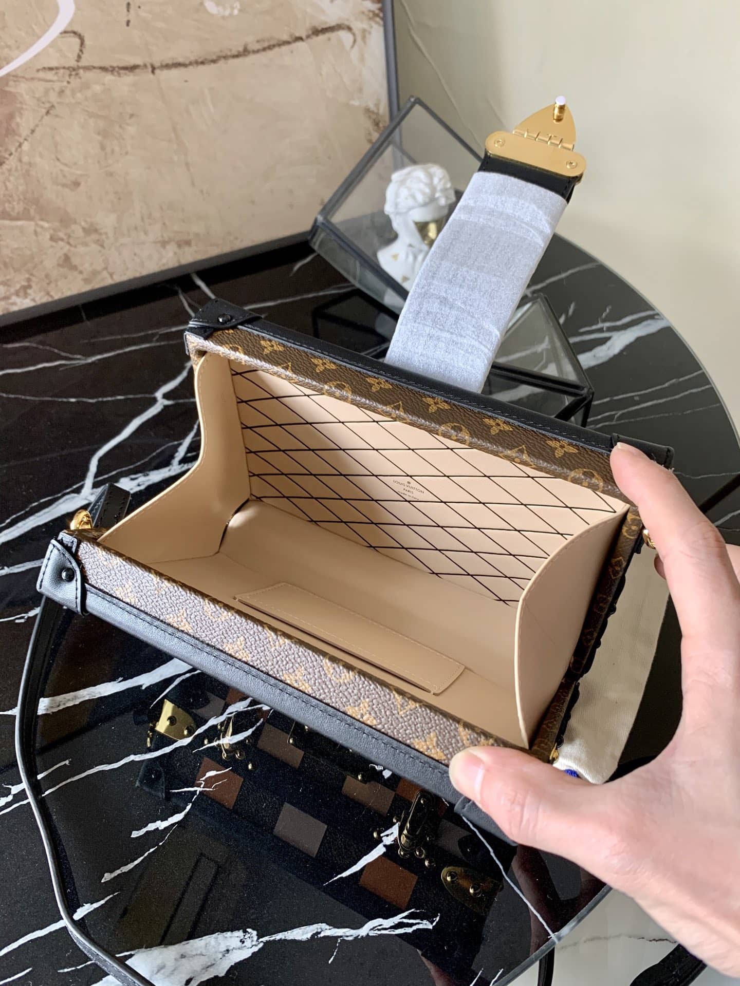 L0vis Vvtt0n Petite Malle Damier Monogram Canvas Replica Box M55519