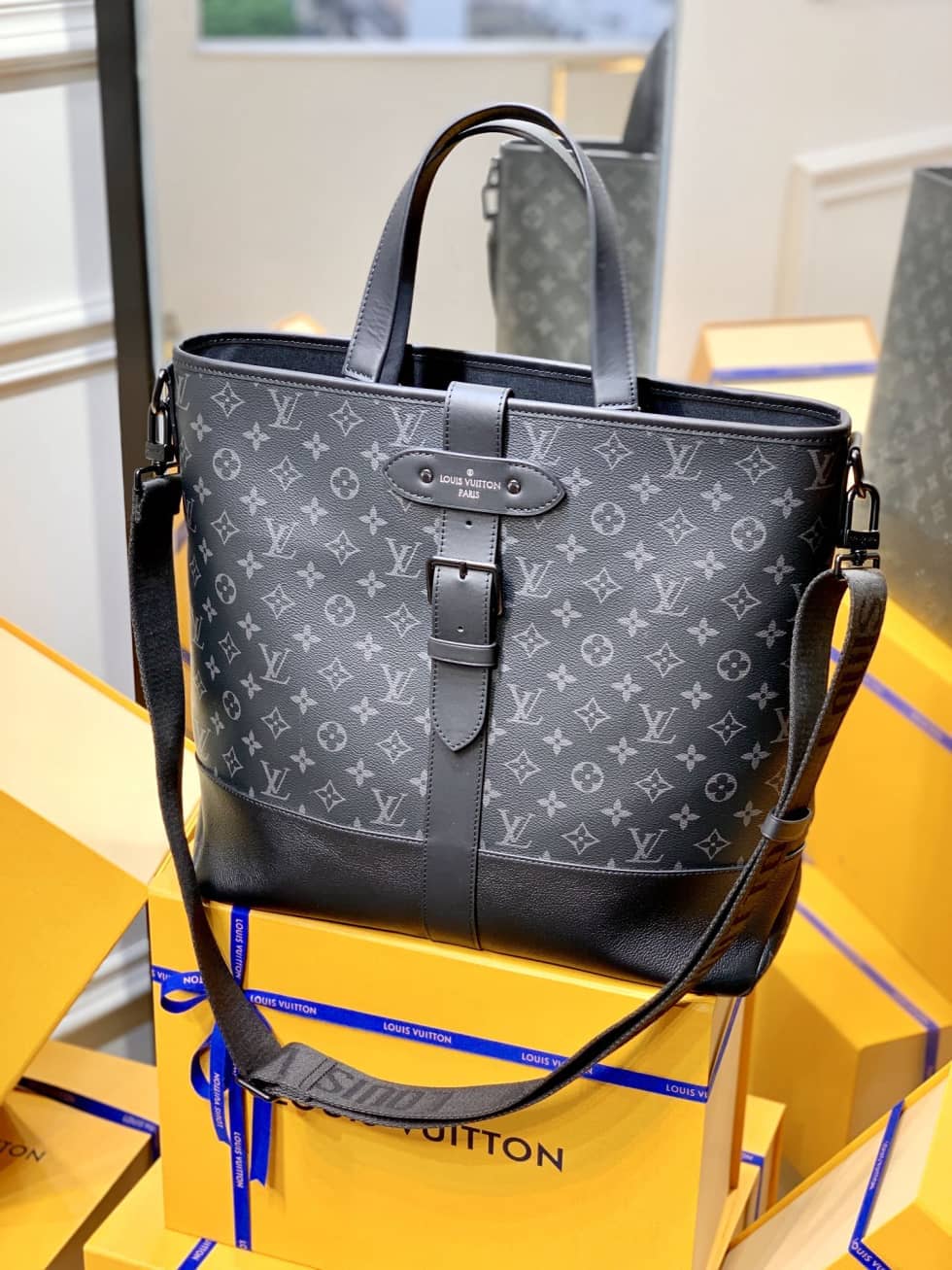 LV Tote Dupe Monogram Eclipse Saumur M45914 Replica Tote