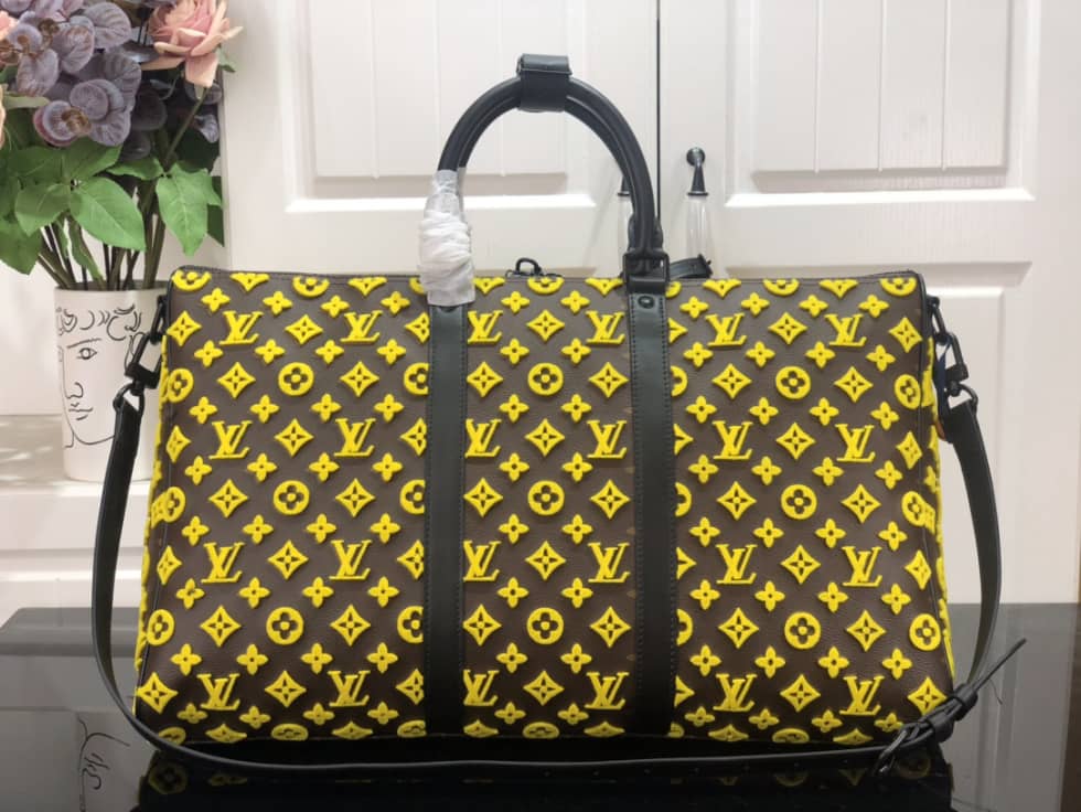 LV Duffle Bag Replica Keepall Triangle Bandouliere 50 Yellow M45046