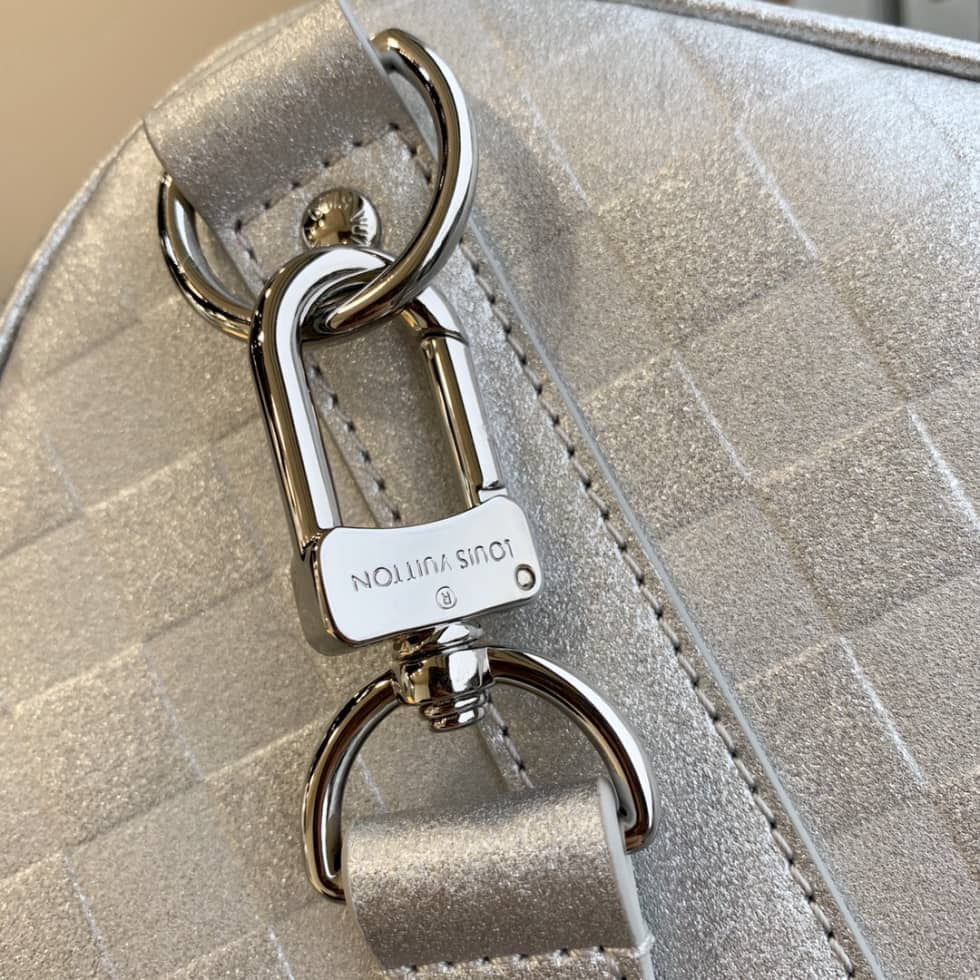 LV Duffle Bag Replica  Glitter Damier Keepall Silver N58041