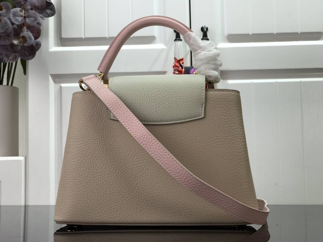 L0vis Vvtt0n Capucines MM 2way Leather Replica Shoulder Bag Apricot M57523