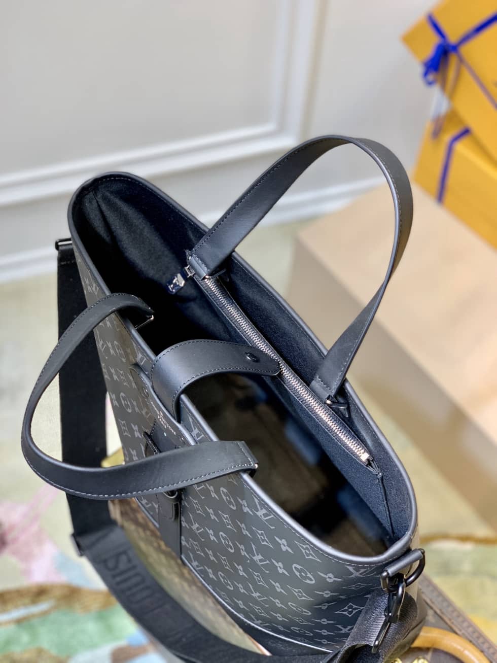 LV Tote Dupe Monogram Eclipse Saumur M45914 Replica Tote