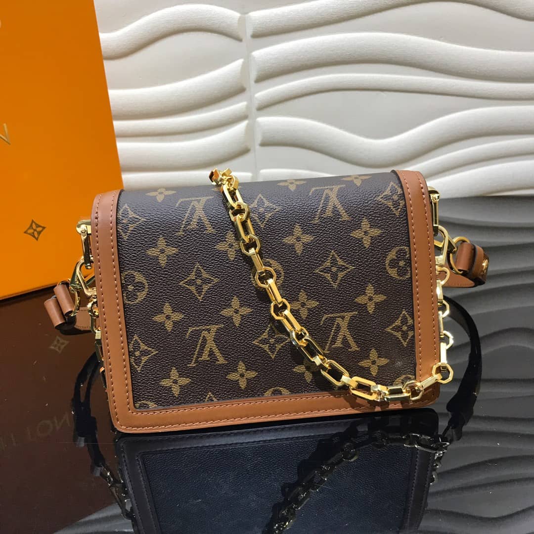 L0vis Vvtt0n Monogram Reverse Dauphine Chain Wallet Brown M45958