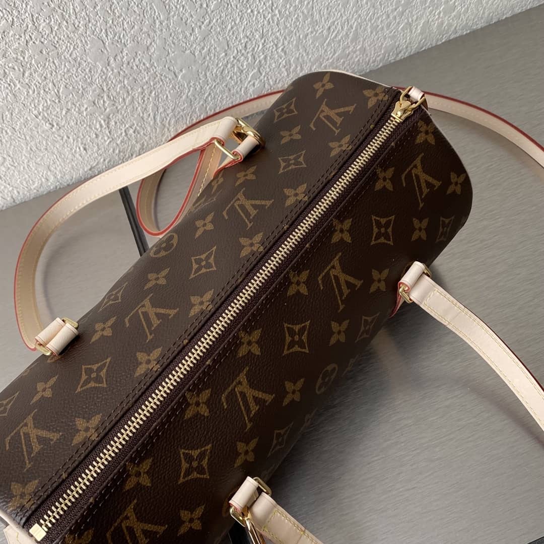 Wholesale LV Leather Cylinder Replicas Shoulder Bag Brown