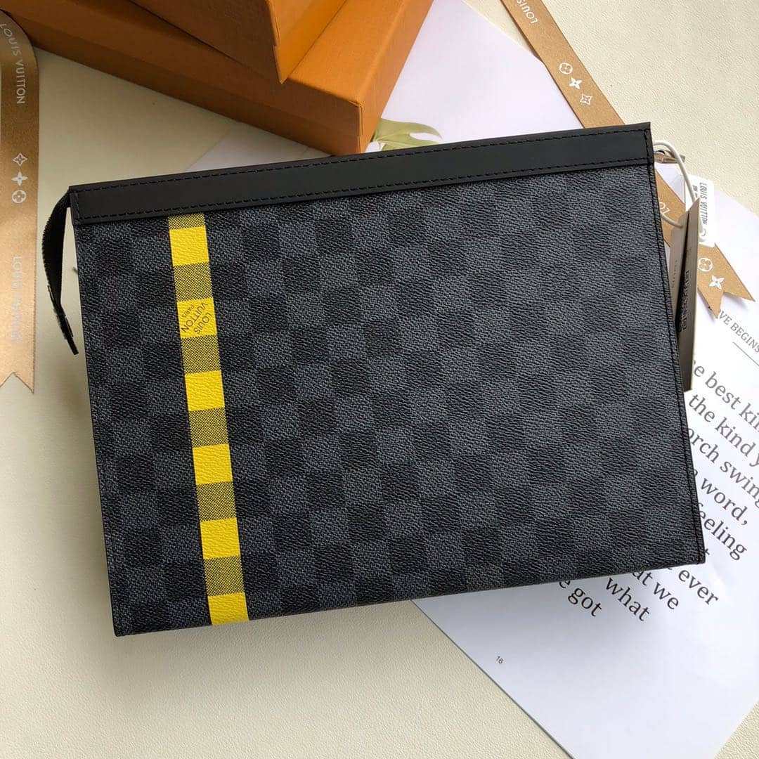 L0vis Vvtt0n Stripe Replica Pochette Voyage MM Damier Graphite Yellow N60107