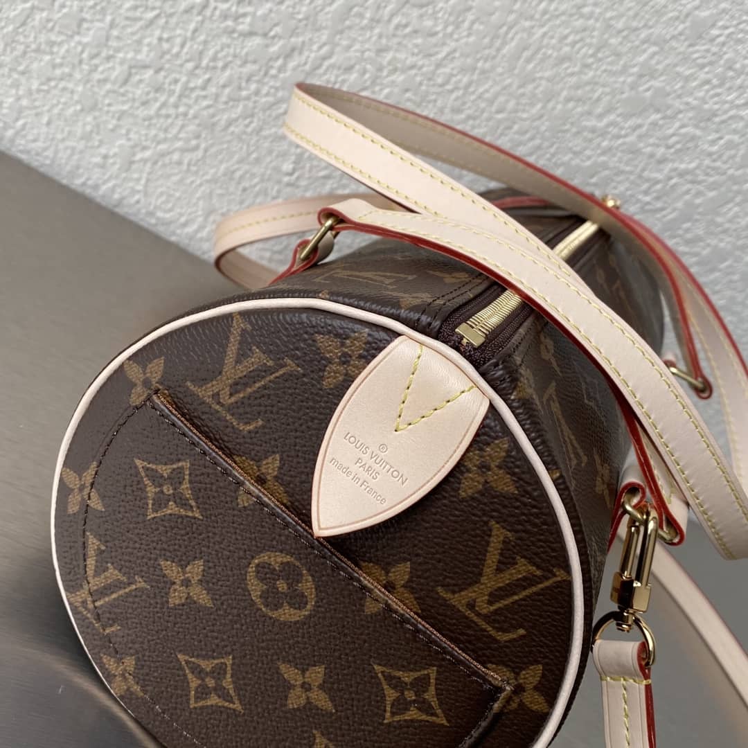 Wholesale LV Leather Cylinder Replicas Shoulder Bag Brown