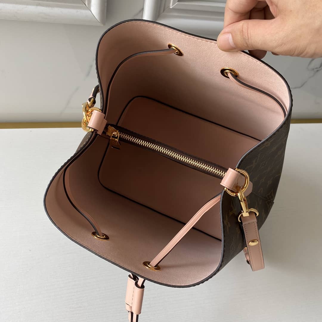 L0vis Vvtt0n Neo Noe Monogram Replica Drawstring Bag Rose M44022