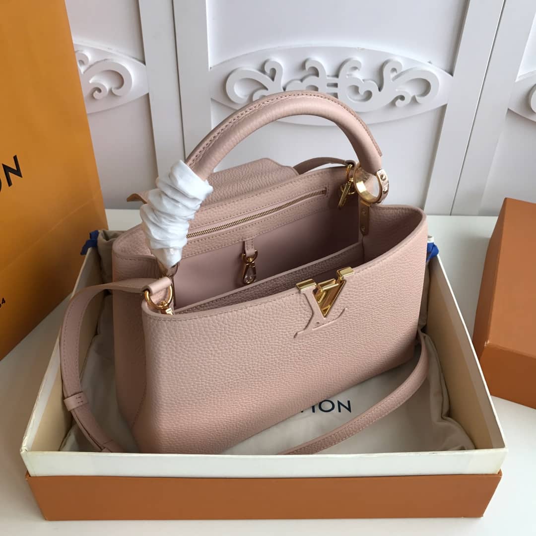 L0vis Vvtt0n Capucines Taurillon Leather BB Bag Replica Pink M52451