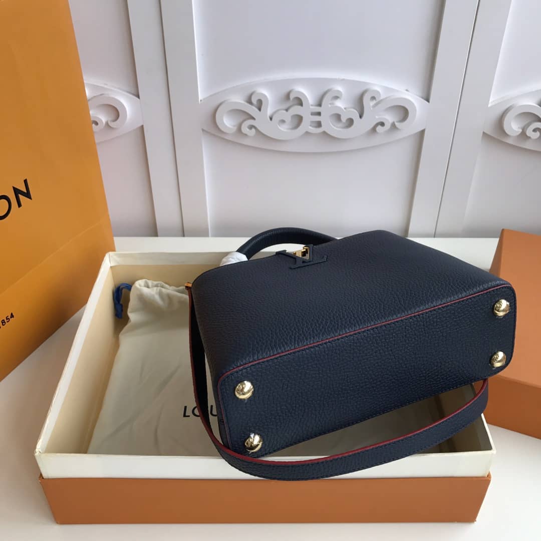 L0vis Vvtt0n Capucines MM 2way Taurillon Leather Shoulder Bag Replica Blue M43934