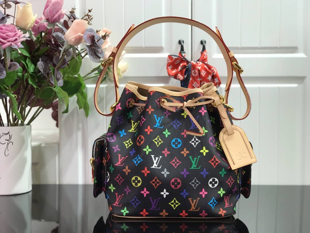 L0vis Vvtt0n Monogram Multicolor Petit Noe Replica Shoulder Bag Black M42229