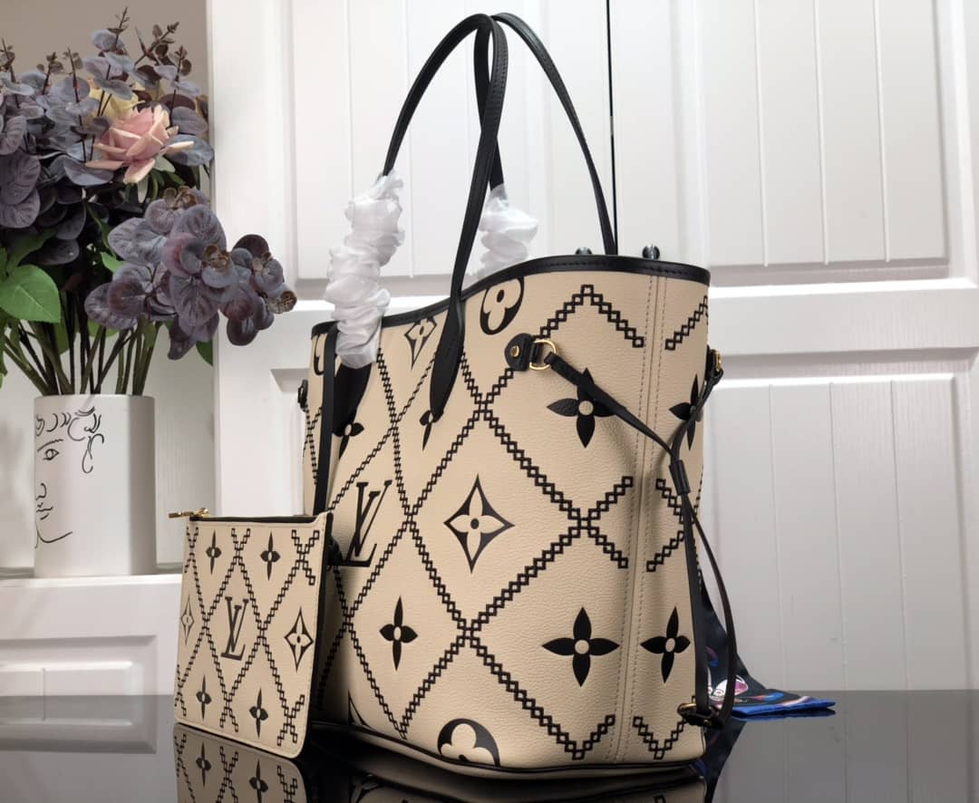L0vis Vvtt0n Monogram Empreinte Neverfull Cream M46039 Replica Tote