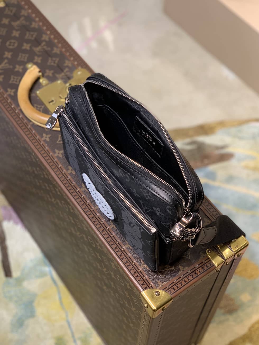 L0vis Vvtt0n x Nigo Trio Monogram Stripes Black M45965 Replica Messenger Bag