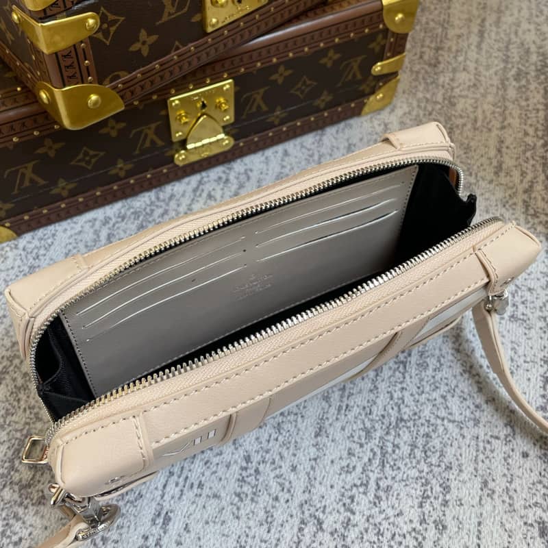 L0vis Vvtt0n Soft Trunk Monogram Mirror Coated Canvas Replica Bag Apricot M45880