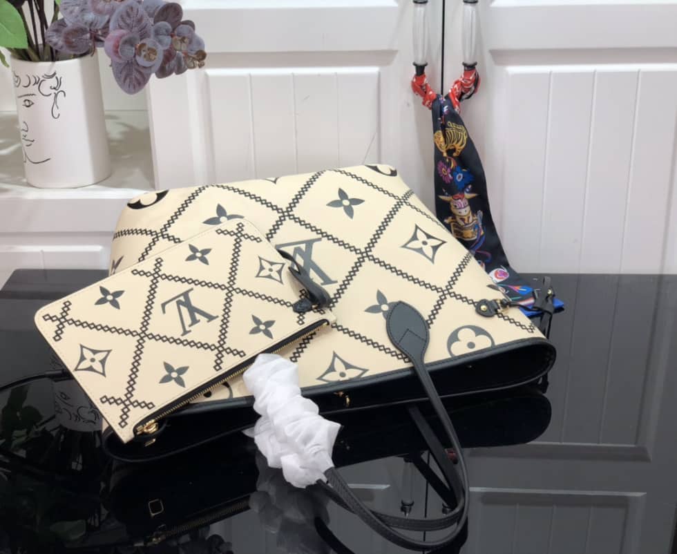 L0vis Vvtt0n Monogram Empreinte Neverfull Cream M46039 Replica Tote