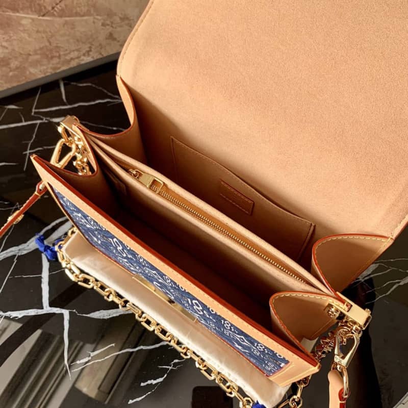 L0vis Vvtt0n Since 1854 Jacquard Pattern Dauphine MM Replica Shoulder Bag Blue M57211