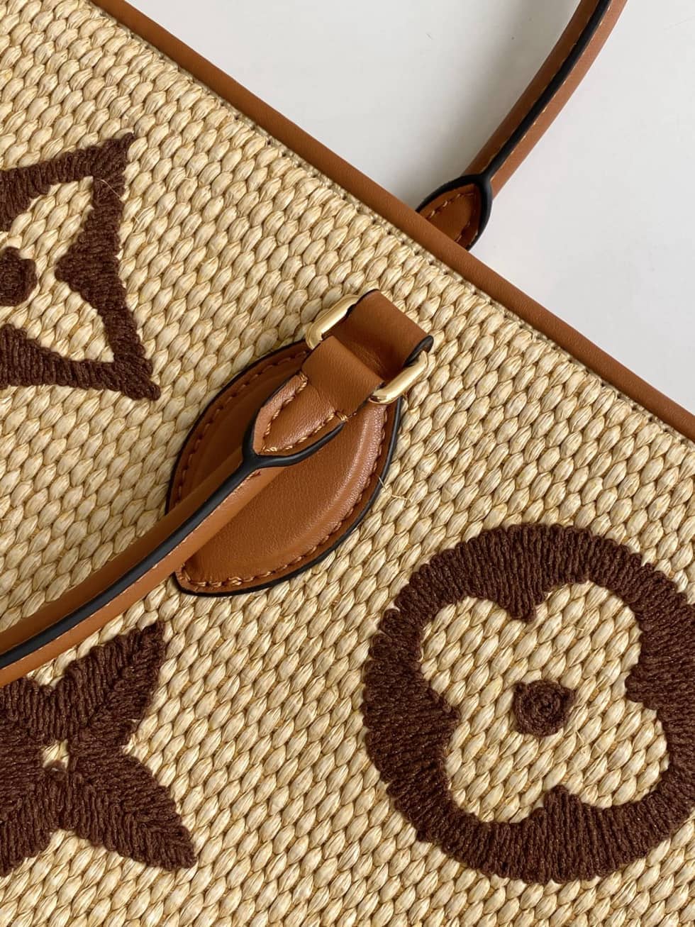 L0vis Vvtt0n OnTheGo Monogram Giant Raffia Tote