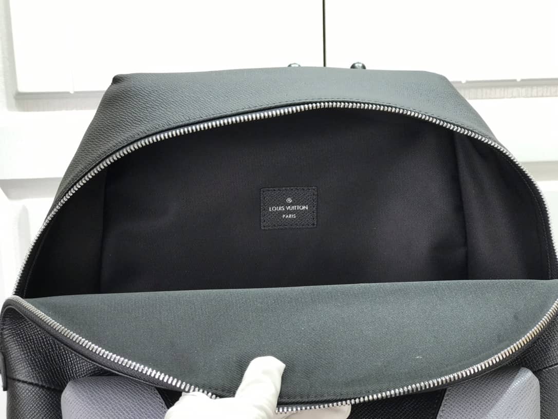 LV Backpack Replica Taiga Leather Discovery M30728 Black Gray