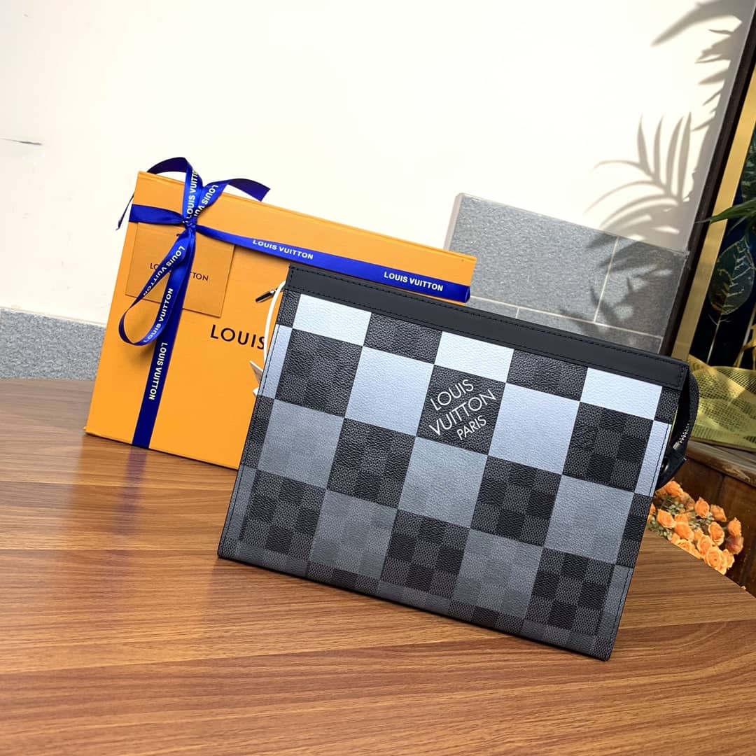 L0vis Vvtt0n Pochette Voyage MM Damier Giant Canvas Bag Replica Gray N60412