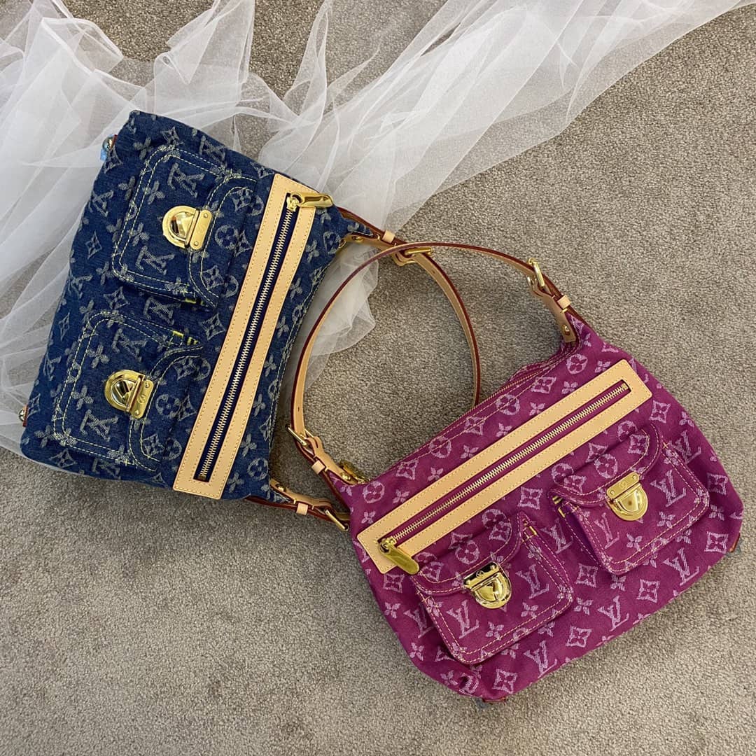 L0vis Vvtt0n Monogram Denim Baggy PM Bag Replica Blue M44464