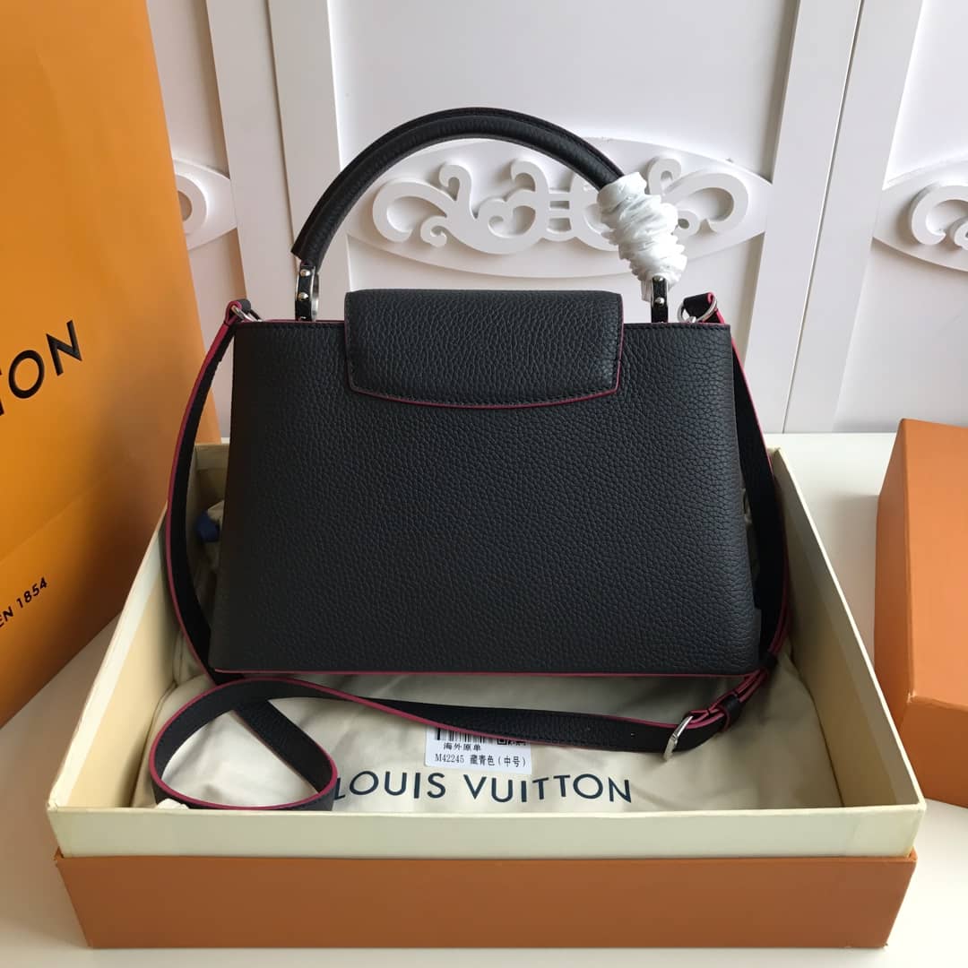 L0vis Vvtt0n Capucines Taurillon Leather PM Tote Replica Black M42245
