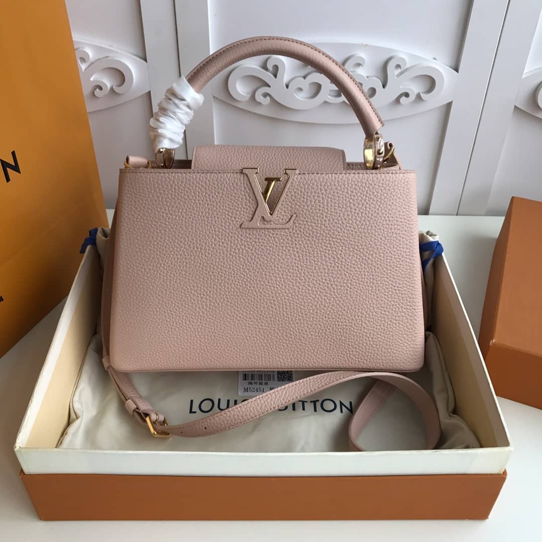 L0vis Vvtt0n Capucines Taurillon Leather BB Bag Replica Pink M52451