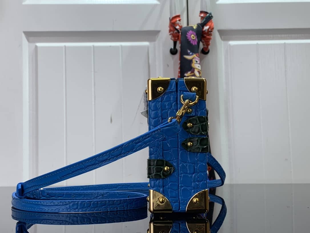 L0vis Vvtt0n Petite Malle Monogram Canvas Replica Bag Blue M40273