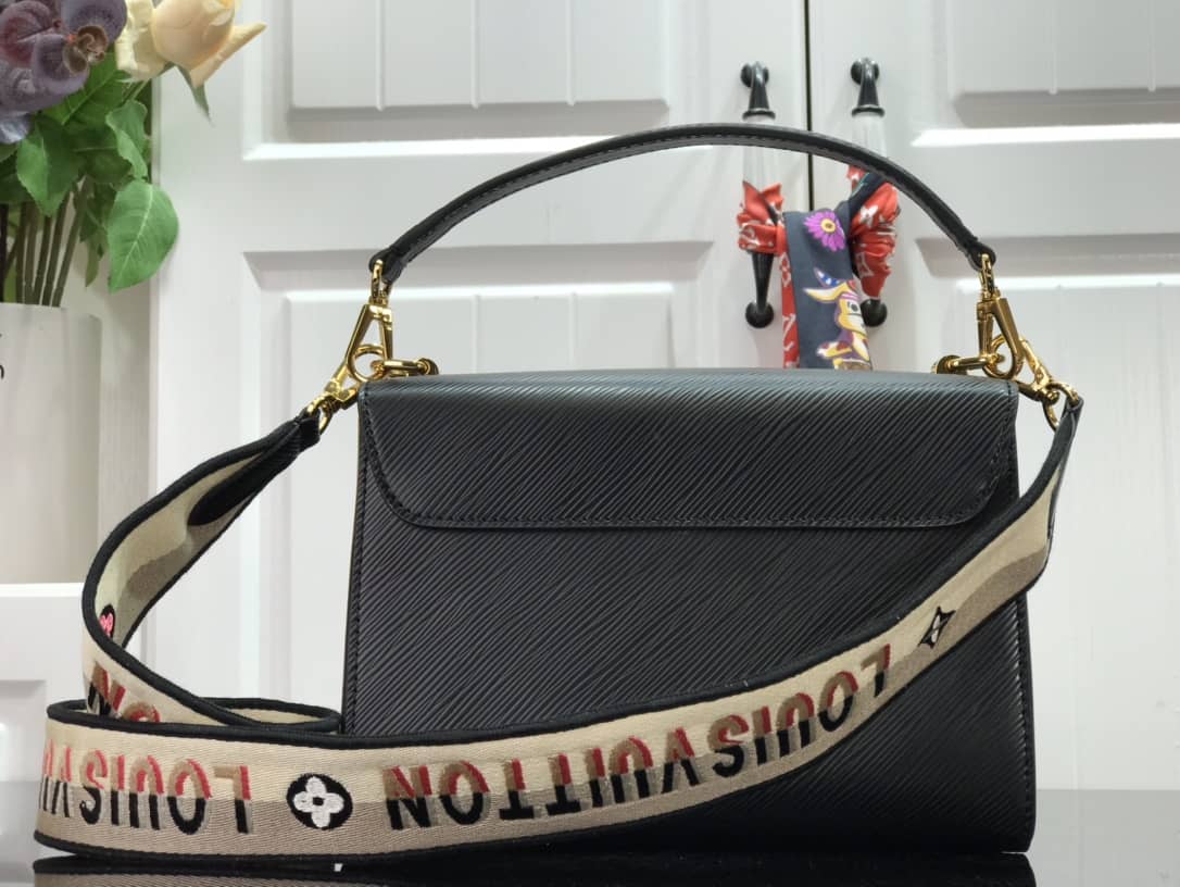 L0vis Vvtt0n Twist MM Golden Lock Handle Epi Leather Replica Crossbody Bag Black M57506