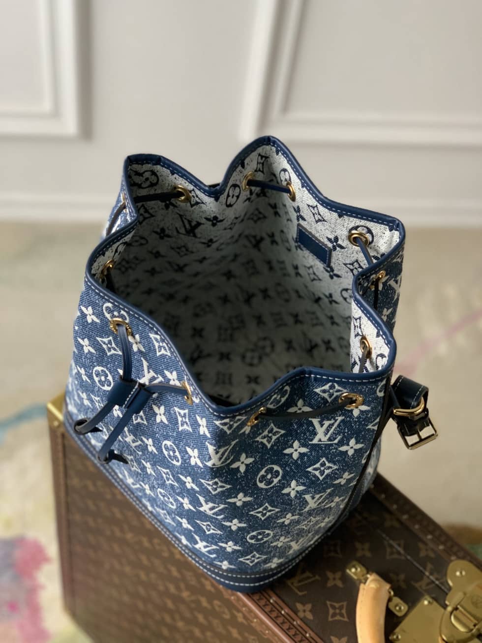 L0vis Vvtt0n Denim Jacquard Textil Petit Noe Blue M59606 Replica Bucket Bag