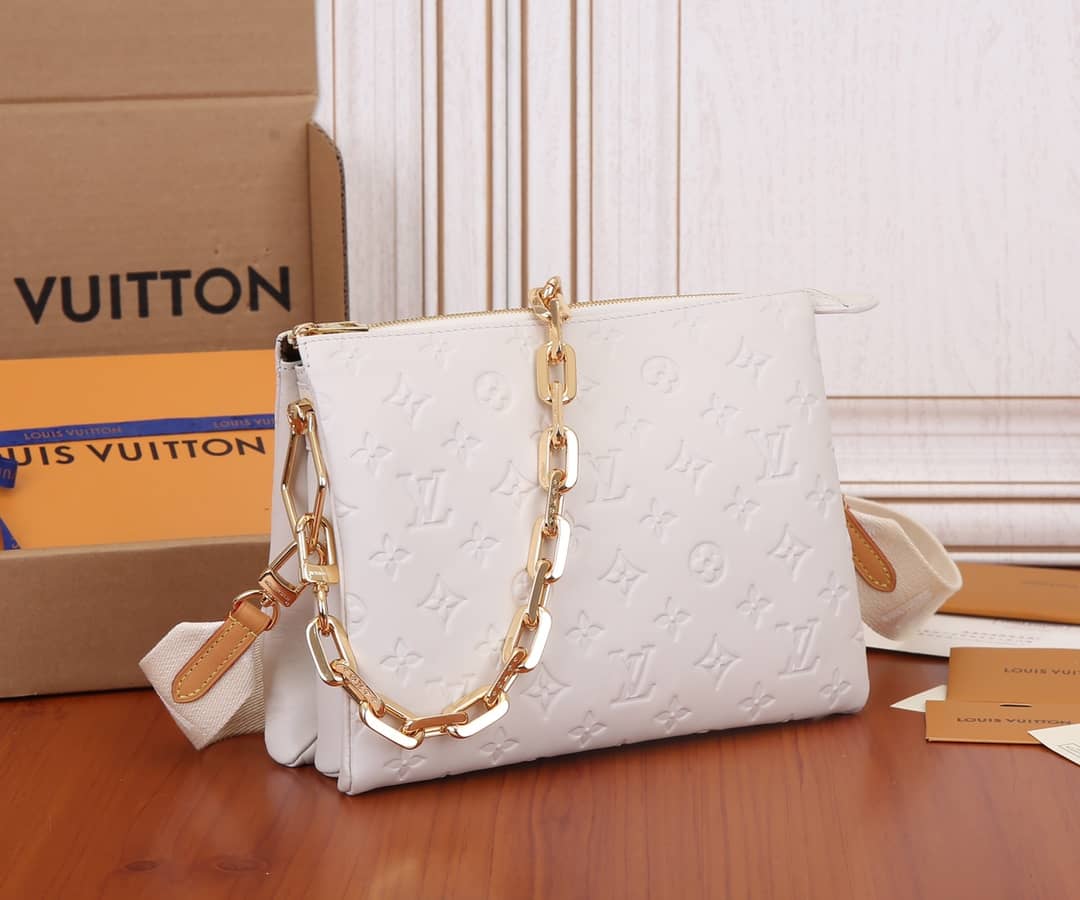 L0vis Vvtt0n Coussin PM Monogram Embossed Replica Crossbody Bag White M57790