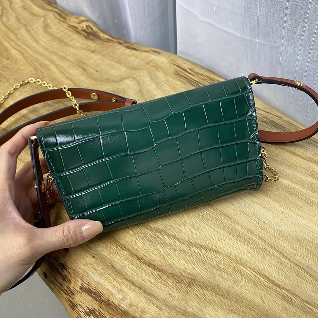 L0vis Vvtt0n Knockoff Chain Clutch Bag Green